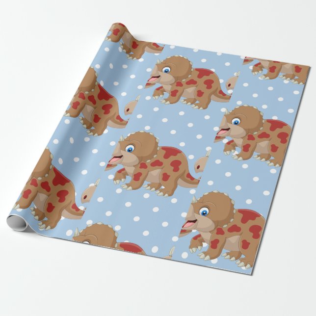 Dinosaur Triceratops Boy Presentpapper (Utrullad)