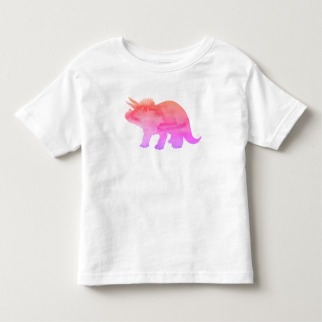 Dinosaur Triceratops Neon Painting T Shirt (Framsida)