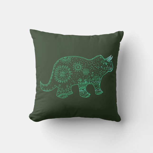 Dinosaur, Triceratops teckning Cushion Kudde (Framsida)