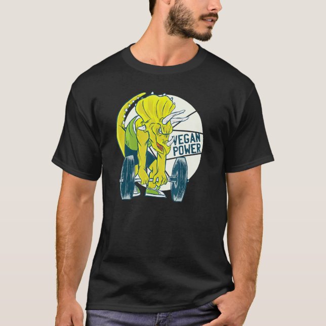 Dinosaur Triceratops Träning Gym Grönsak Vegetaria T Shirt (Framsida)