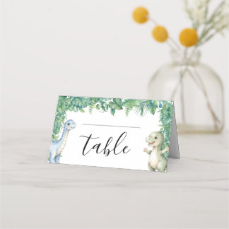 Dinosaur Tropiska Blad Baby Shower Platskort Placeringskort