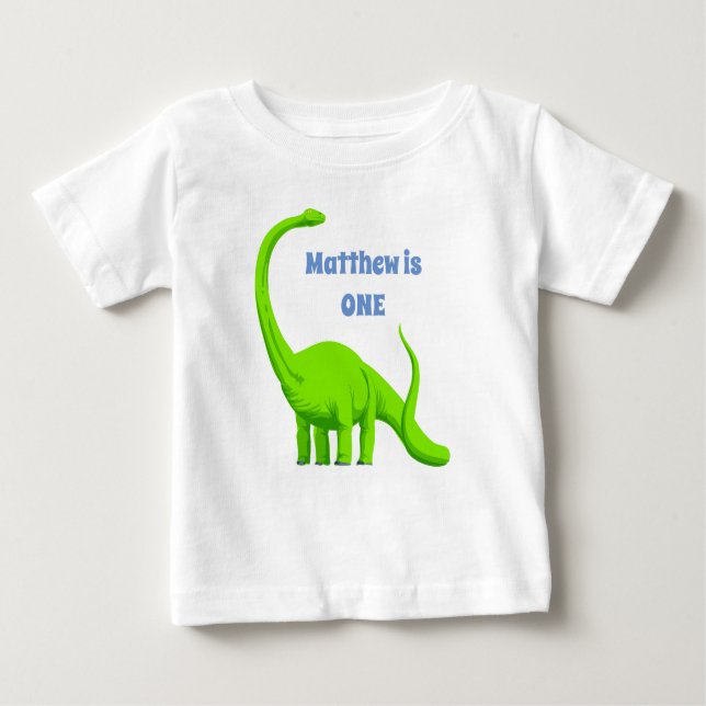 Dinosaur Tshirt BOYS 1:a födelsedag ADD Namn och å T Shirt (Framsida)