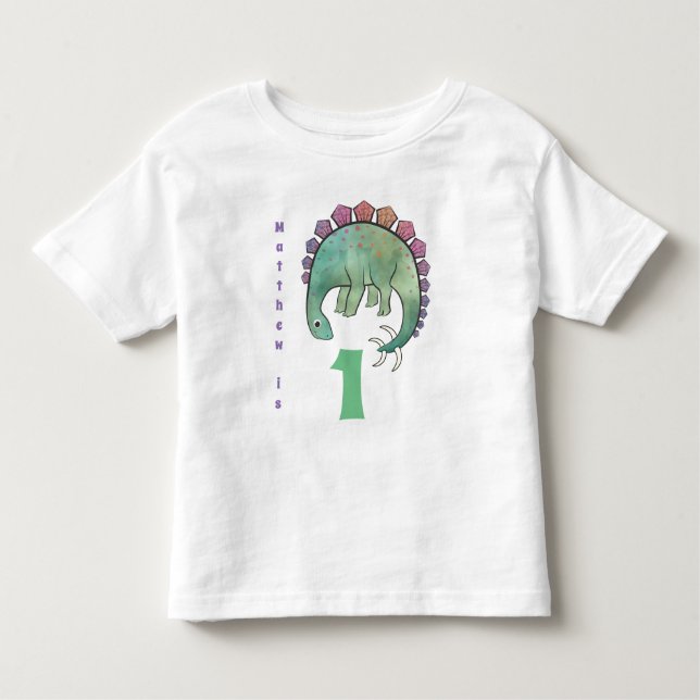 Dinosaur Tshirt BOYS 1:a födelsedag ADD Namn och å T Shirt (Framsida)