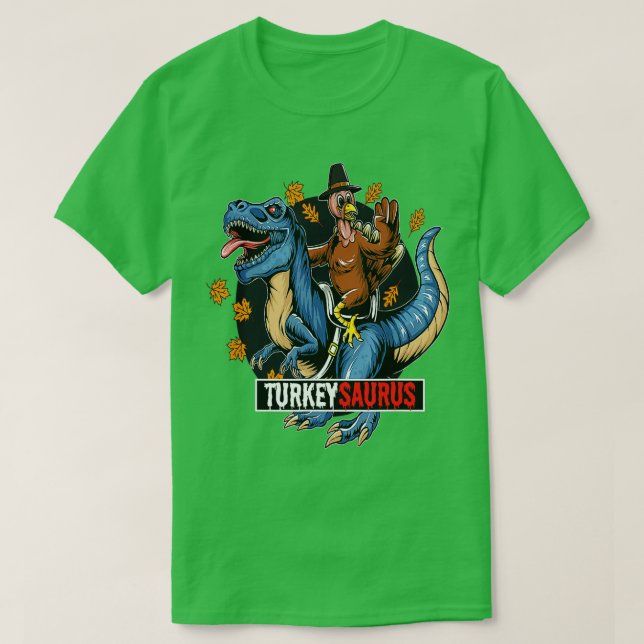 Dinosaur Turkeysaurus Boys Turkey Saurus T rex Pil T Shirt (Design framsida)