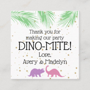 Dinosaur Tvål Partygåva 2-sidiga Hängande Märken Fyrkantigt Visitkort