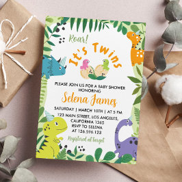 Dinosaur Twillingars Baby Shower-inbjudan Inbjudningar