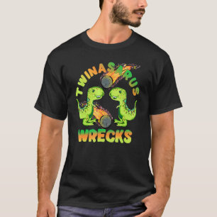 Dinosaur Twillingars Twinasaurus Wrecks Meteor T-R T Shirt