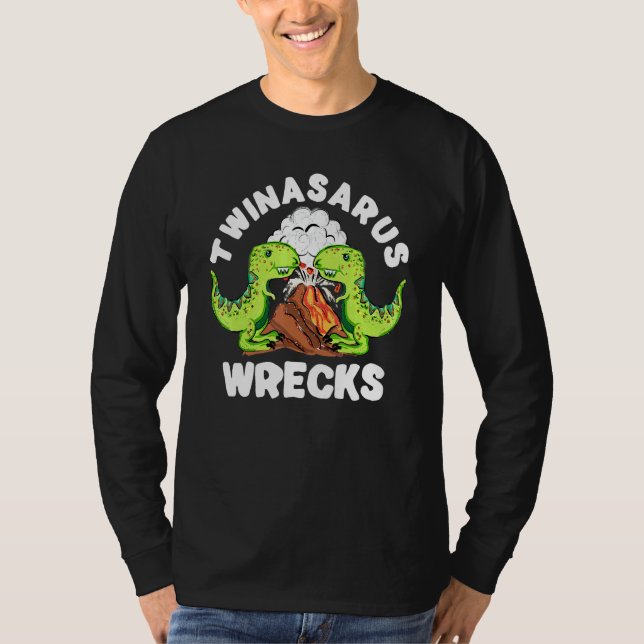 Dinosaur Twin Brothers Twinasaurus Wrecks T-Rex Vo T Shirt (Framsida)