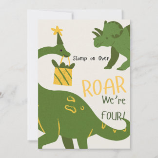 Dinosaur Twins 4th Birthday Invitations Inbjudningar