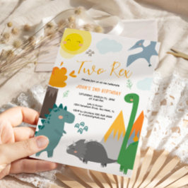 Dinosaur Two Rex 2:a födelsedagspartiets inbjudan
