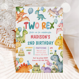 Dinosaur Two Rex 2-årsfest Inbjudningar