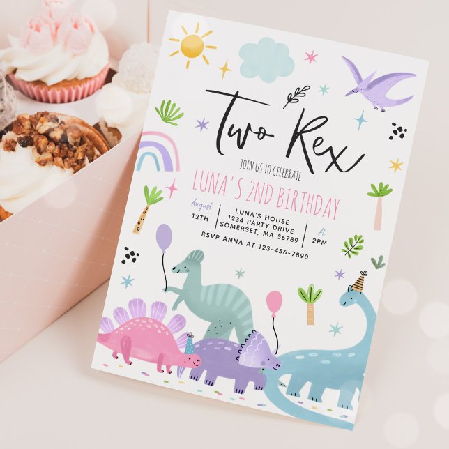 Dinosaur Two Rex 2-årsfest Inbjudningar (Skapare uppladdad)
