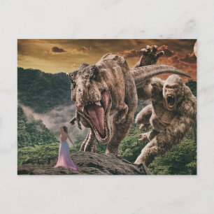 Dinosaur Tyrannosaurus Gorilla Fantasiscen Vykort