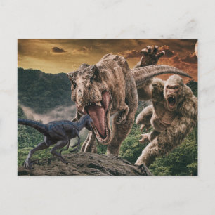 Dinosaur Tyrannosaurus Gorilla Velociraptor Vykort
