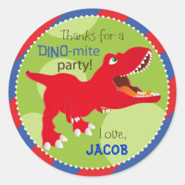 Dinosaur Tyrannosaurus Rex Birthday Cuptårer Toppe Runt Klistermärke