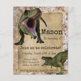 Dinosaur Tyrannosaurus T-Rex Child Birthday Invita Flygblad