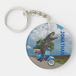 Dinosaur Tyrannosaurus T-Rex på en scooter  