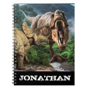 Dinosaur Tyrannosaurus Triceratops Attack Anteckningsbok