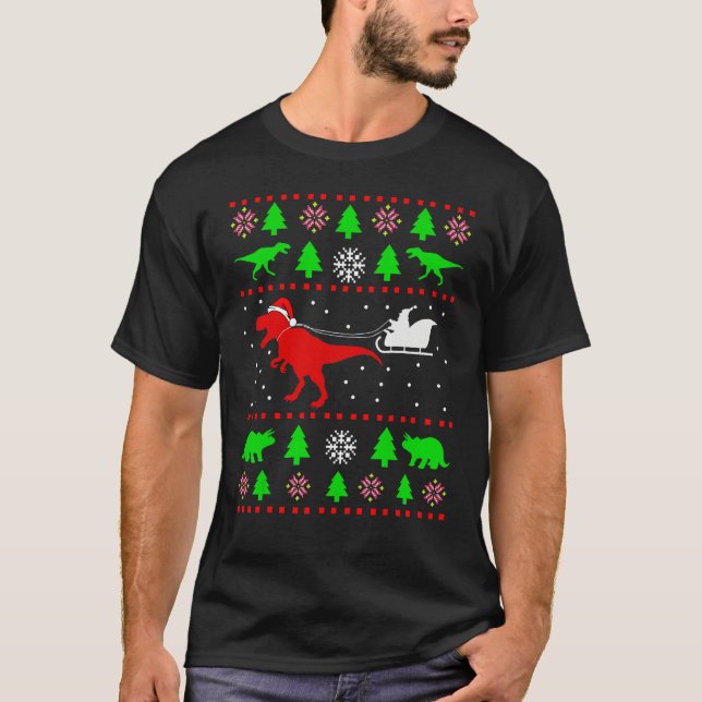 Dinosaur Ugly Christmas Sweater  for adults kids 1 T Shirt (Framsida)
