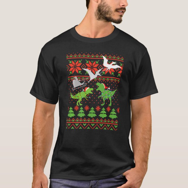 Dinosaur Ugly jul Sweater För barn T Shirt (Framsida)