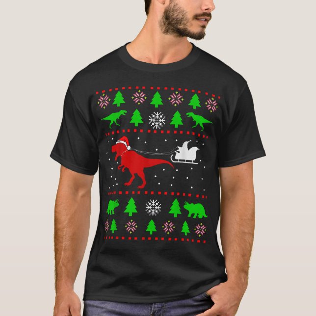 Dinosaur Ugly jul Sweater for Vuxnas Kids T Shirt (Framsida)