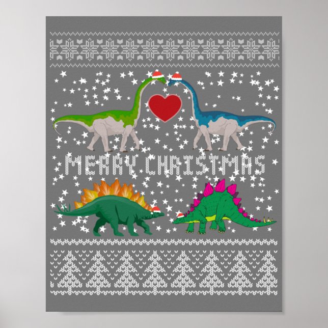 Dinosaur Ugly jul Sweater Funny Julafton Gift Poster (Framsidan)
