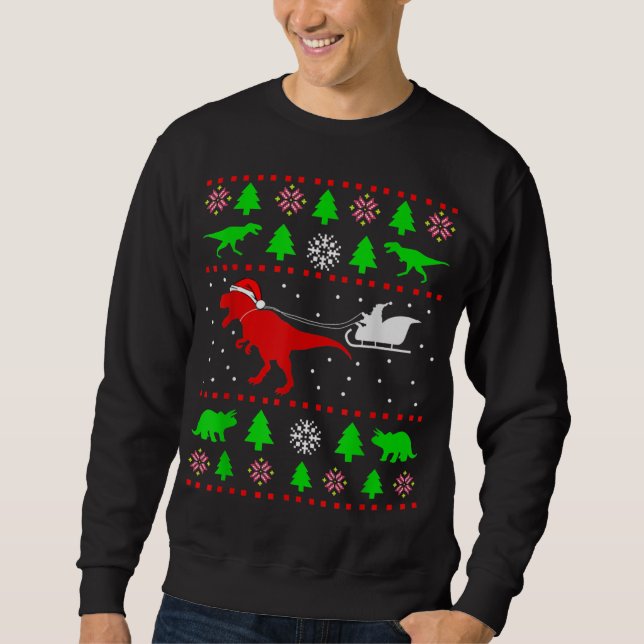 Dinosaur Ugly jul Sweater Småbarn Kids Boy Lång Ärmad Tröja (Framsida)