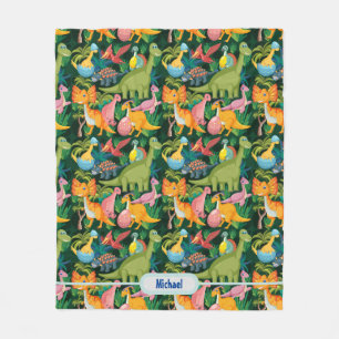 Dinosaur Ull personalize Boy's Namn Blanket Fleecefilt