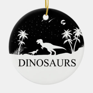 Dinosaur under stjärnor julgransprydnad keramik