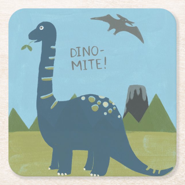 Dinosaur Underlägg Papper Kvadrat (Framsidan)