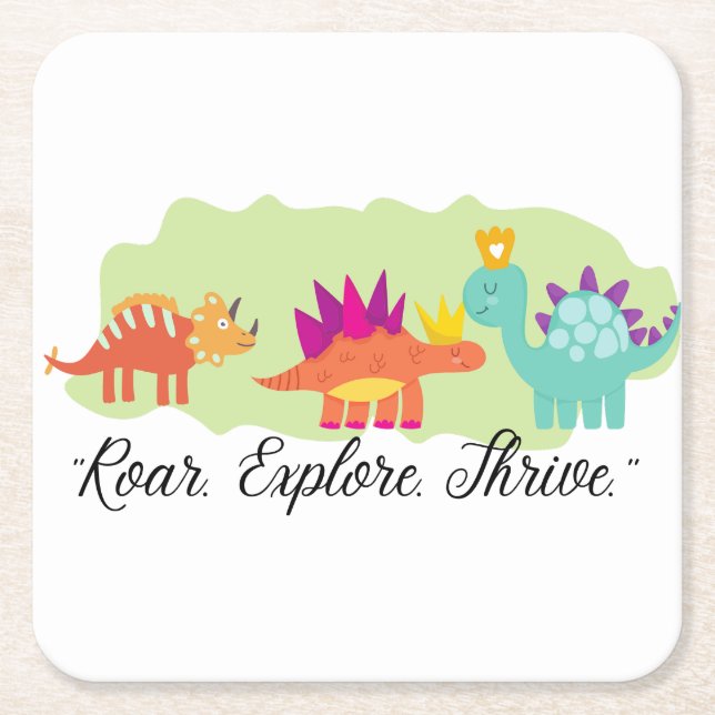 Dinosaur Underlägg Papper Kvadrat (Framsidan)