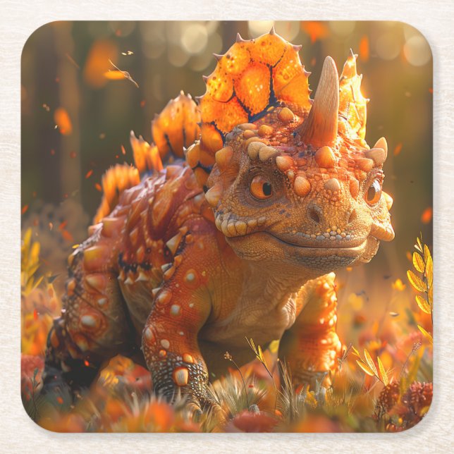 Dinosaur Underlägg Papper Kvadrat (Framsidan)