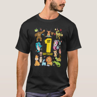 Dinosaur Unicorn Flamingo Llama Första födelsedage T Shirt