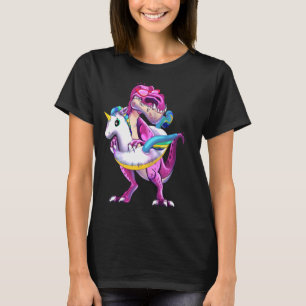 Dinosaur Unicorn Flyter Bassäng Party Family Summe T Shirt