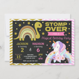 Dinosaur & Unicorn Joint Birthday Invitation Inbjudningar