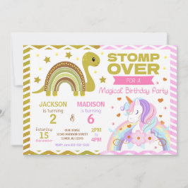 Dinosaur & Unicorn Joint Birthday Invitation Inbjudningar