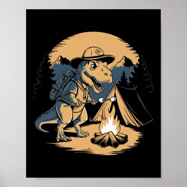 Dinosaur Utforskning Camping För Barn Pojkar Flick Poster (Framsidan)