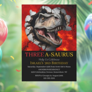 Dinosaur-utskrivbar födelsedag inbjudningar