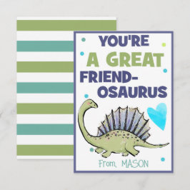 Dinosaur Valentine Card för barn Friend-Osaurus Anteckningskort