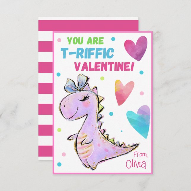 Dinosaur Valentine Card-för barn som du är Anteckningskort (Fram/baksida)