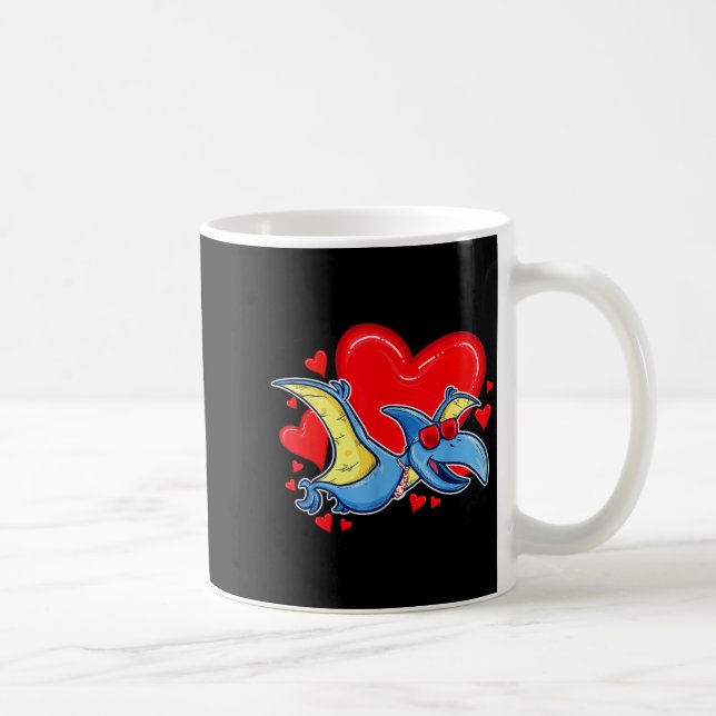 Dinosaur Valentine Heart Pterodactyl Alla hjärtans Kaffemugg (Höger)