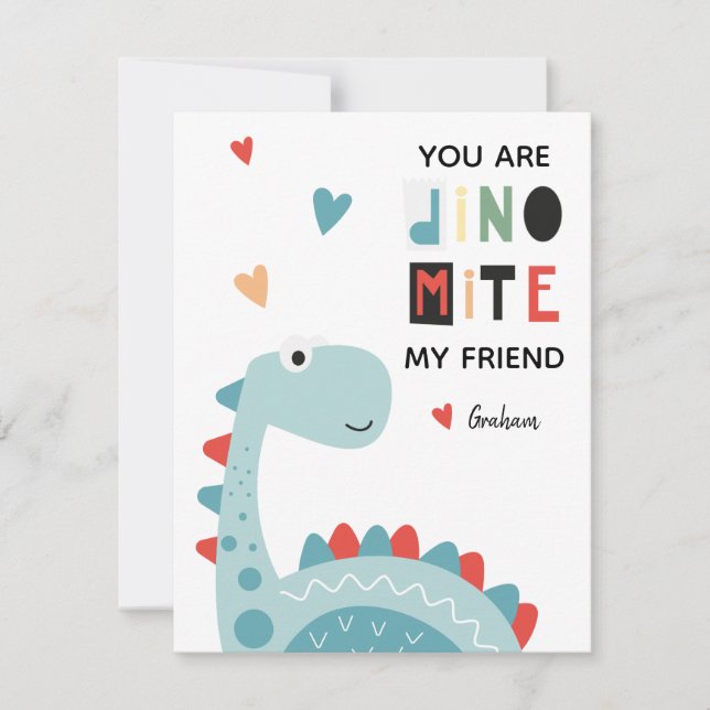 Dinosaur Valentine Julkort (Framsida)