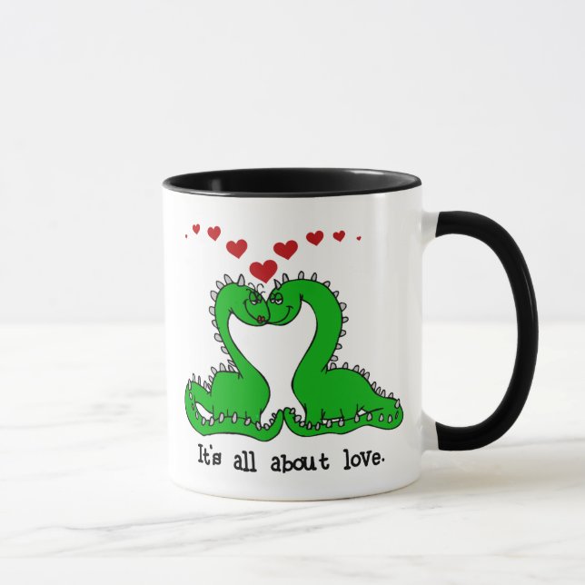 Dinosaur Valentine Kärlek Mugg (Höger)