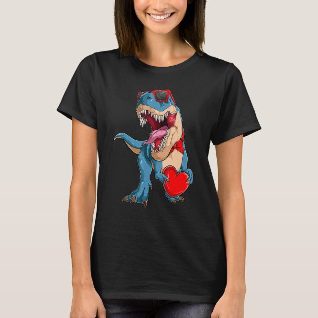 Dinosaur valentine trex valentines day mothers day t shirt (Framsida)