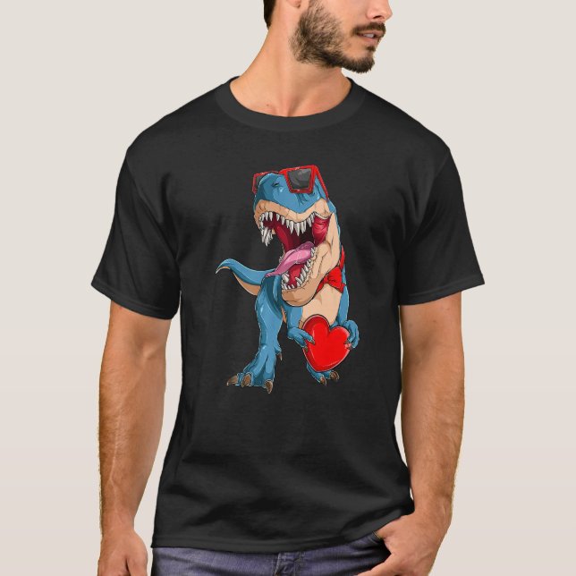 Dinosaur valentine trex valentines day mothers day t shirt (Framsida)