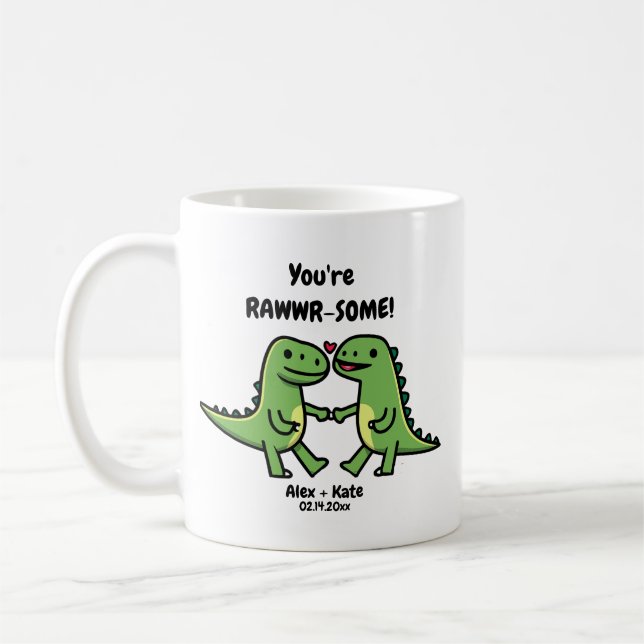 Dinosaur valentines   kaffemugg (Vänster)