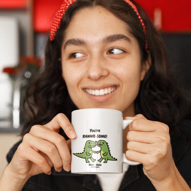 Dinosaur valentinesdag present  kaffemugg (Skapare uppladdad)
