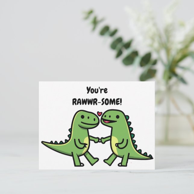 Dinosaur valentiness helg vykort (Stående Fram)