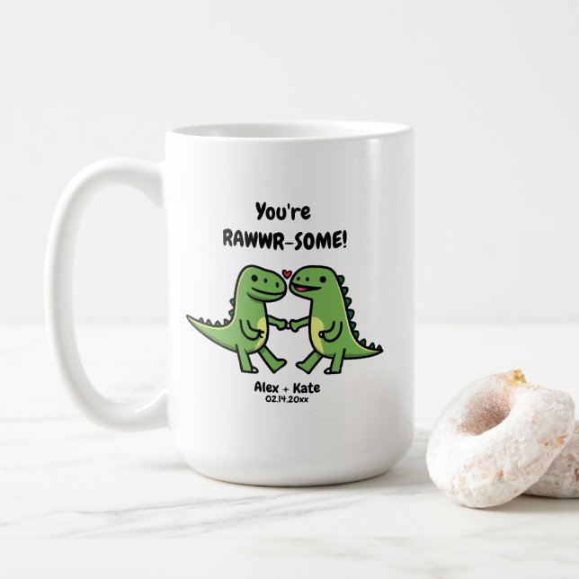 Dinosaur Valentiness Kaffemugg (Med munk)