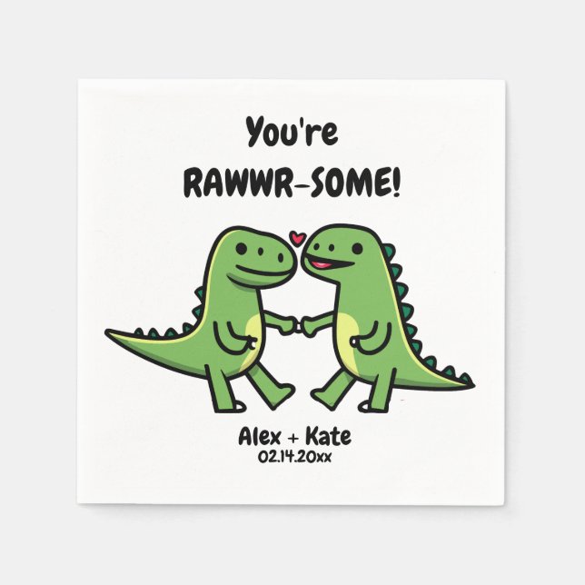 Dinosaur Valentiness Pappersservett (Framsidan)